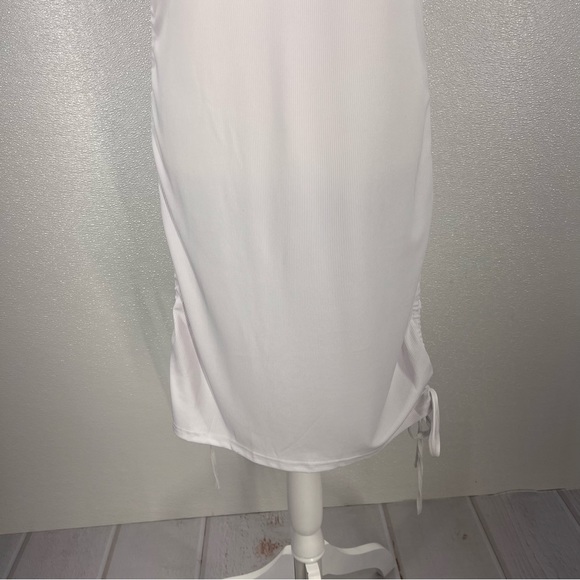 Sleeveless Bodycon Ruched Short Dress Side Drawstring Solid Crew Neck Casual XL - Picture 7 of 16
